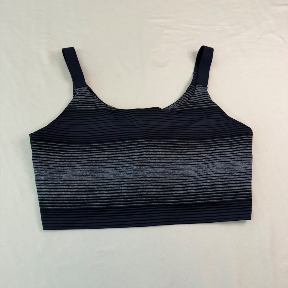 OFFLINE by Aerie The Hugger Recharge Striped Sports Bra Black Gray XL